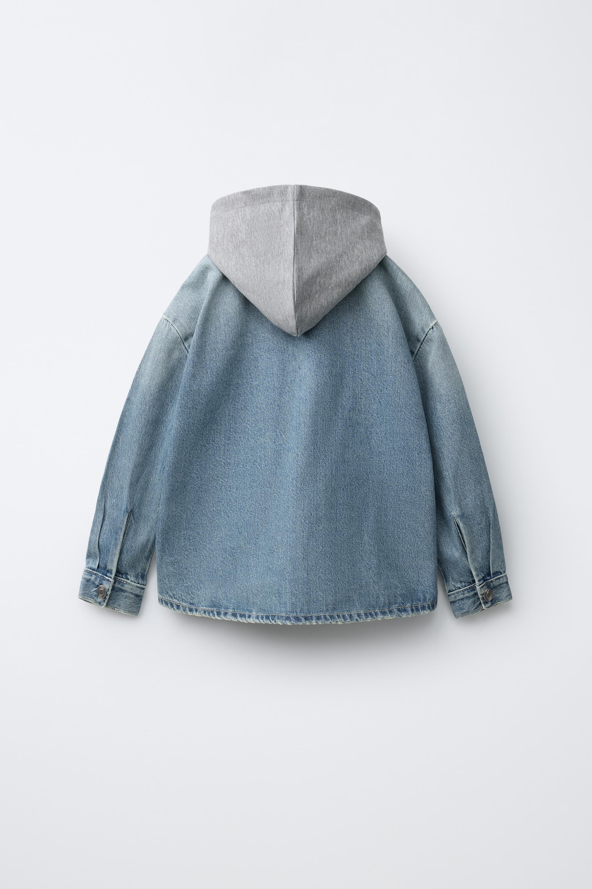 DENIM OVERSHIRT WITH REMOVABLE HOODIE